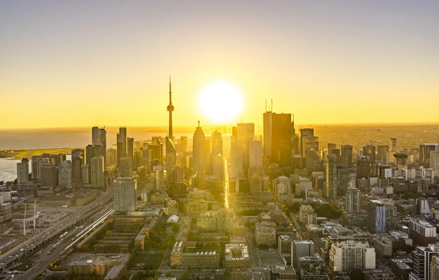 Toronto skyline at sunset in summer