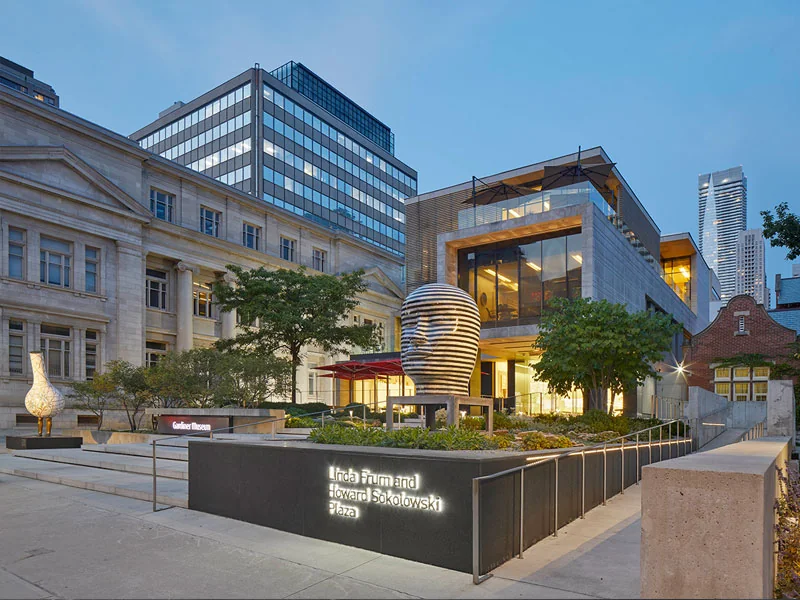 The Gardiner Museum exterior at twilight