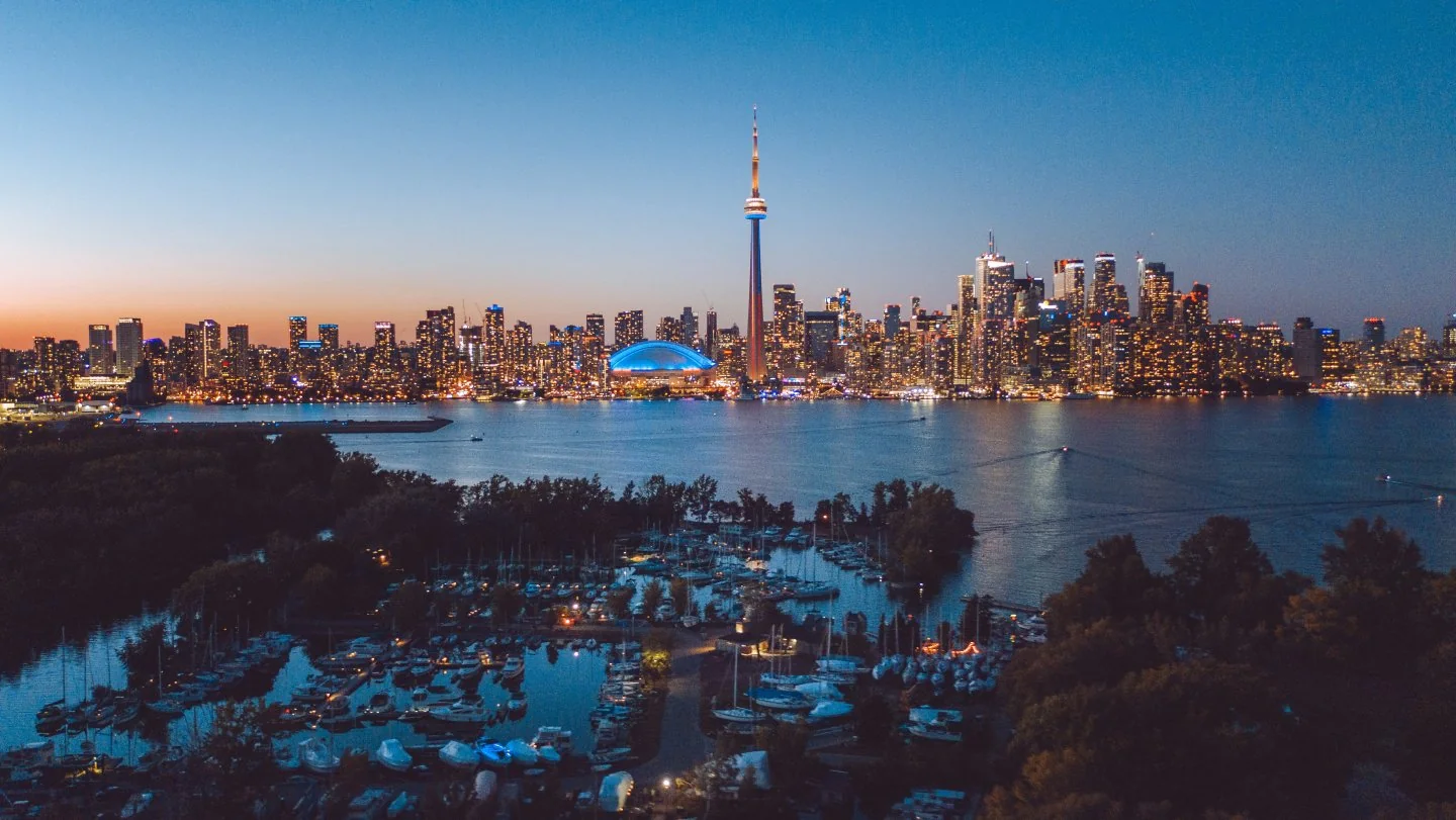 Toronto skyline viewed from the Islands in winter