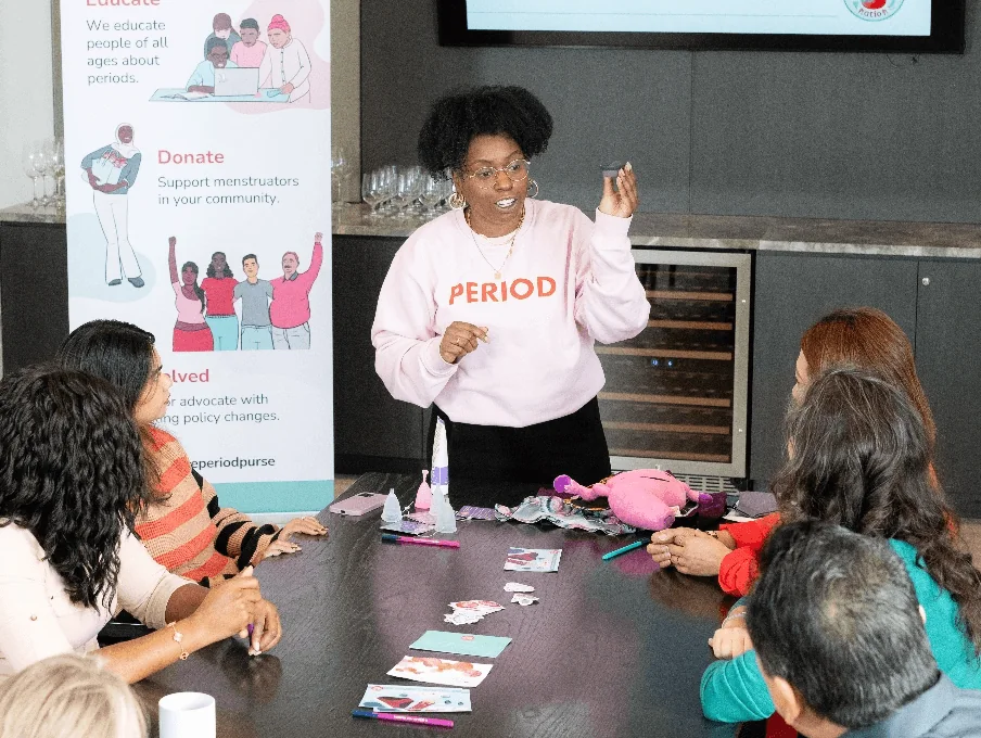 An education session about period products