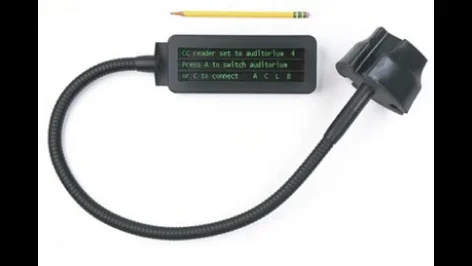A CaptiView caption display on its flexible support