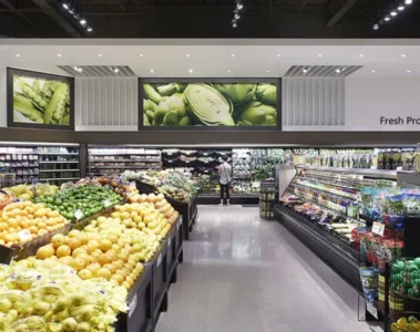 Produce displays inside a Toronto Metro supermarket