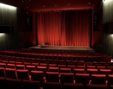 Rows of red cinema seats inside TIFF Lightbox