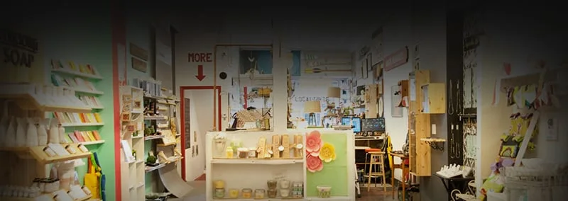 Art and small gifts displayed inside an Arts Market shop