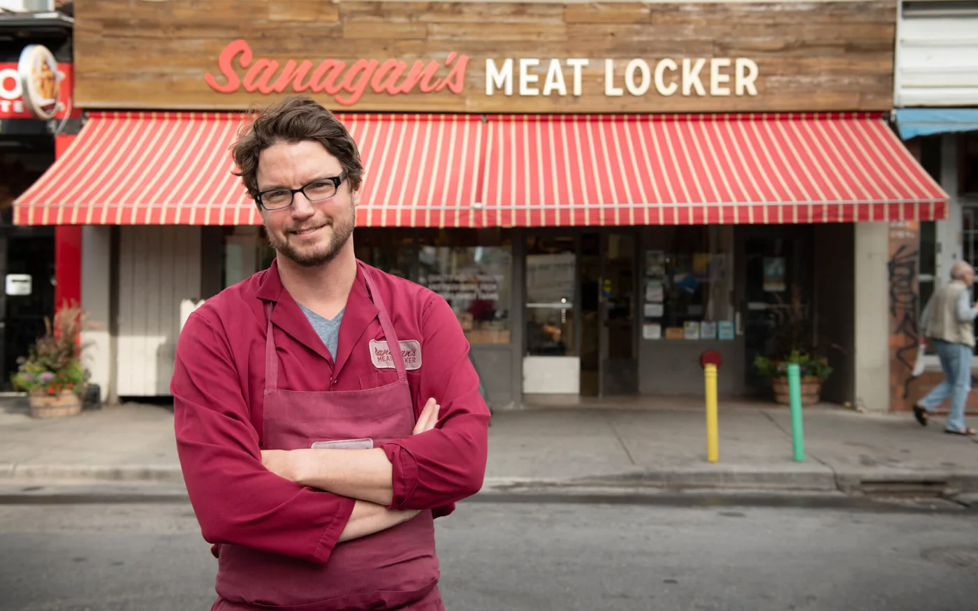 Peter Sanagan outside Sanagan’s Meat Locker in Kensington Market