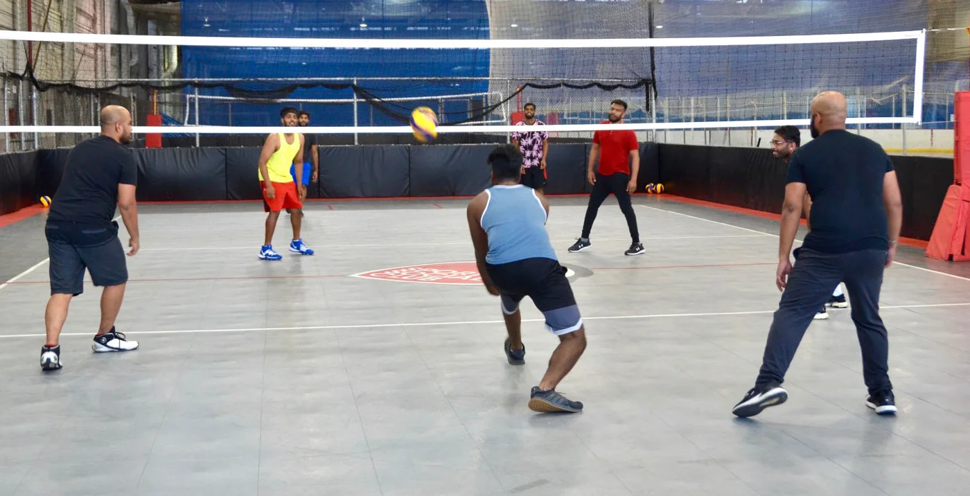 Players using an indoor court at Toronto Volleyball Centre