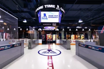 Interactive hockey shooting lanes at the Hockey Hall of Fame