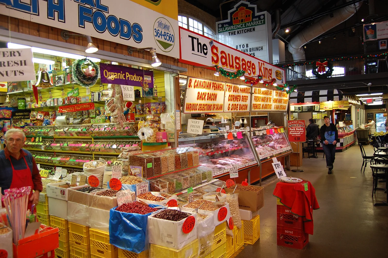 Food counters inside St. Lawrence Market