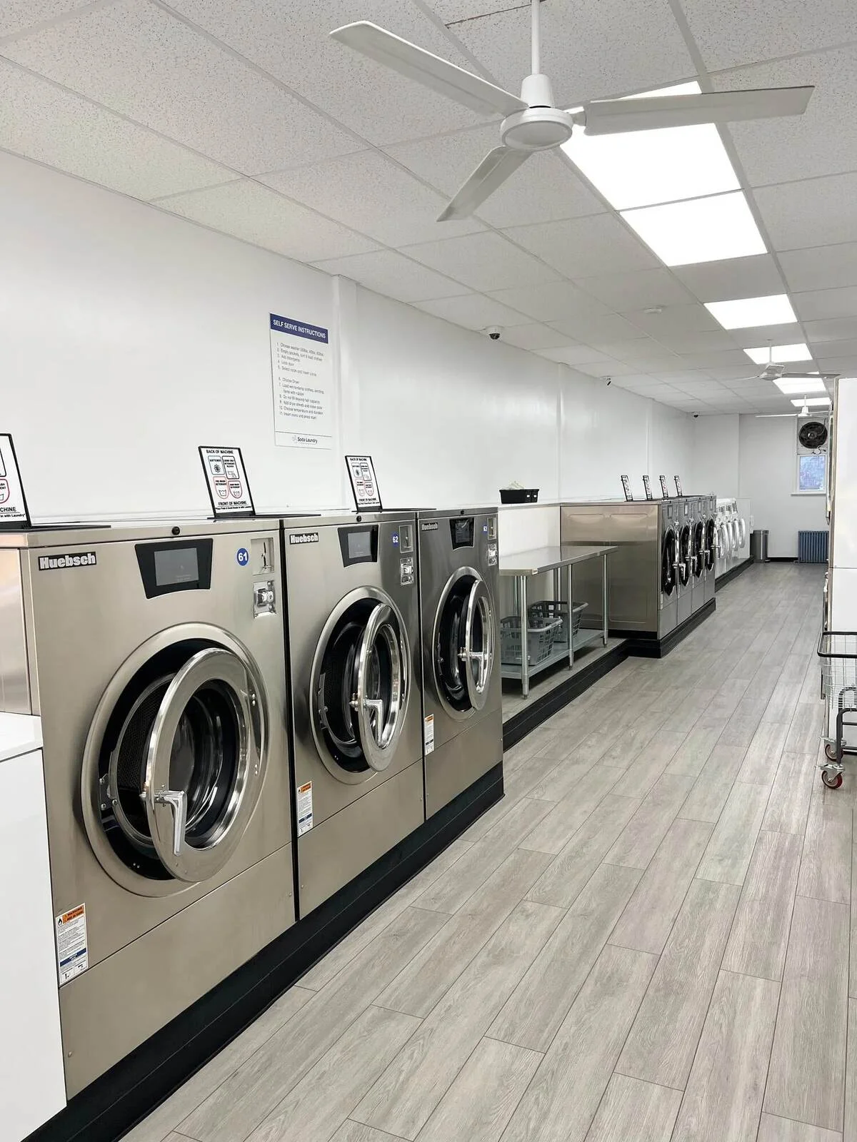 Front-loading washers inside Soda Laundry