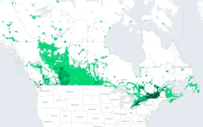 Fizz’s map shows areas of mobile coverage across southern Canada