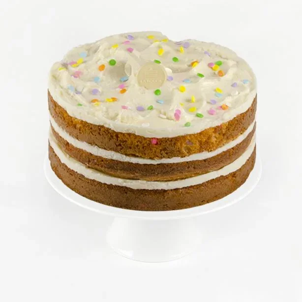 La Rocca’s three-layer Birthday Confetti Cake with vanilla frosting and sprinkles