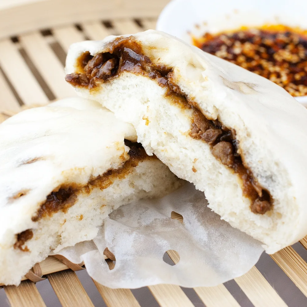 Barbecue pork buns shown in Dim Sum King’s menu photograph