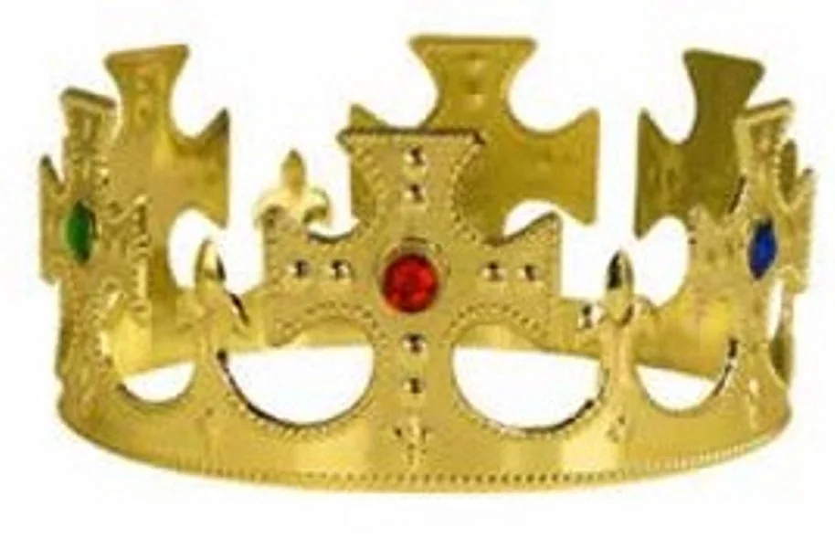 Product photograph showing gold king crown