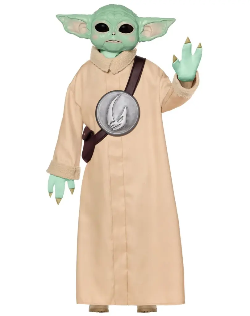 A Grogu-inspired licensed costume in an official Spirit Halloween product photograph