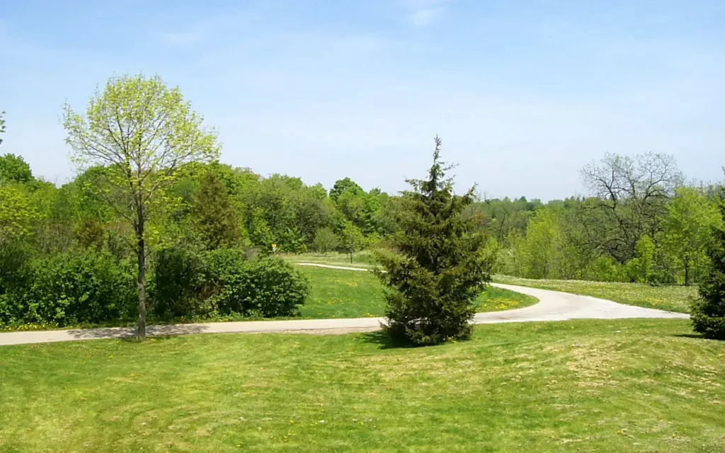 Paved walking trails at Earl Bales Park