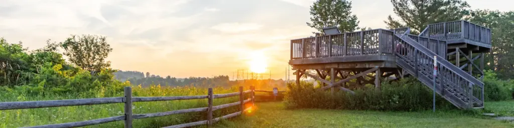 Viewing platform on the Vista Trail at sunset
