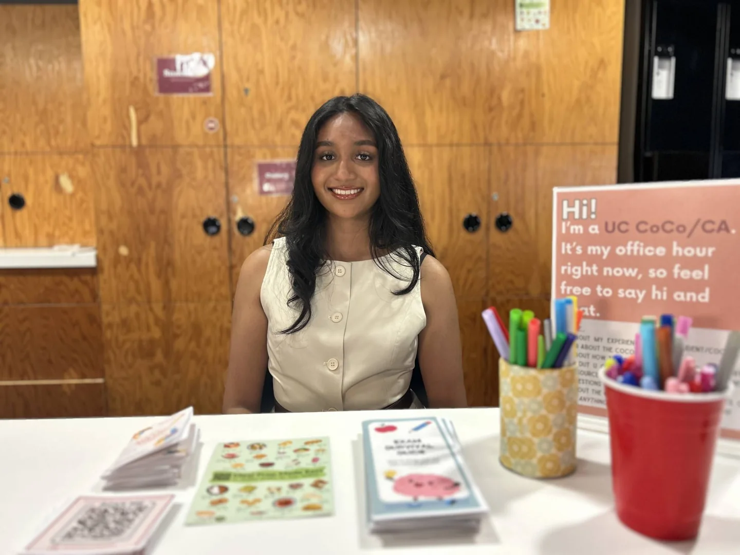 Avasa Sarawan at the Commuter Student Centre welcome desk