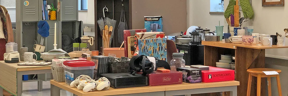 Household items at a TMU Free Store event