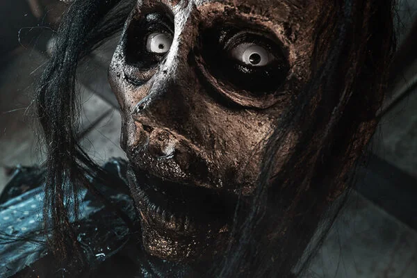 A close view of a horror character at Martino Manor