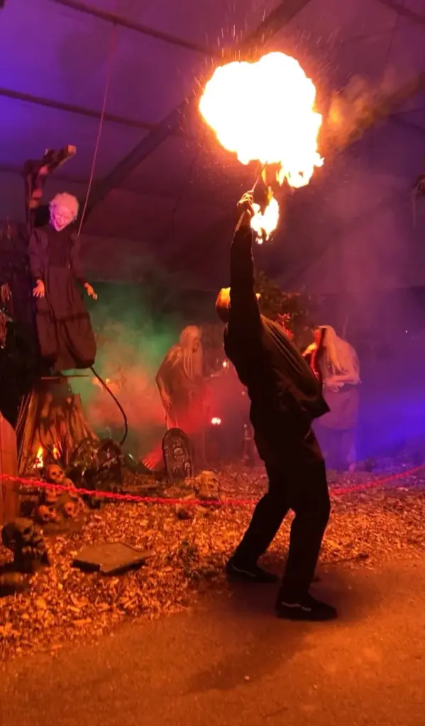 A fire performer at Screemers