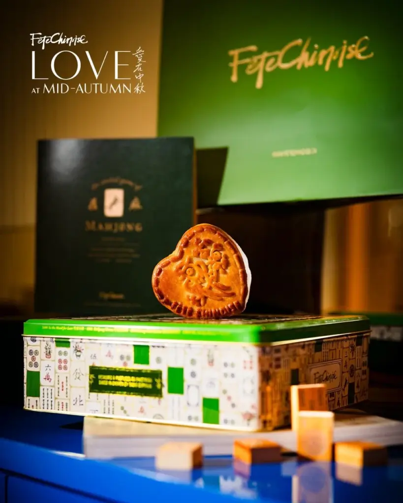 Heart-shaped Saint Germain mooncakes in the Fête Chinoise gift set