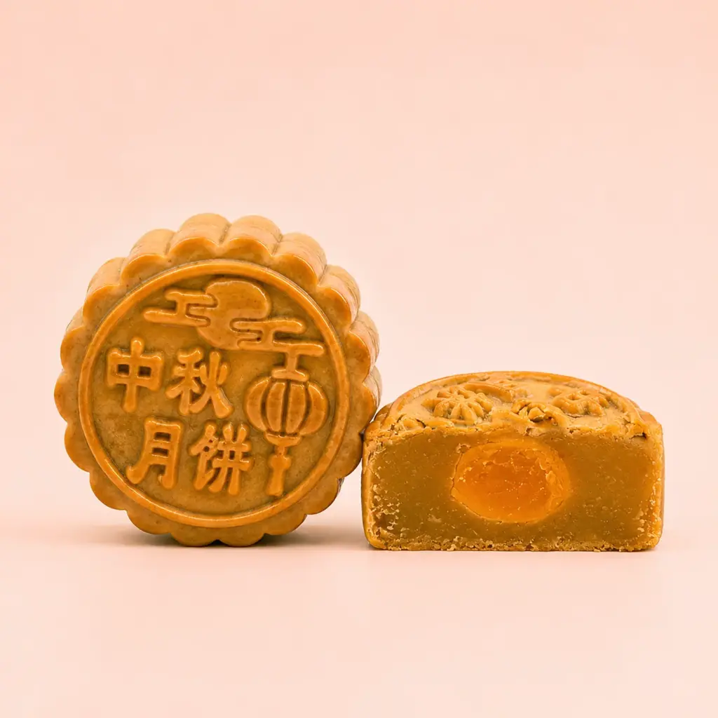 Lotus mooncake with a salted egg yolk in the centre