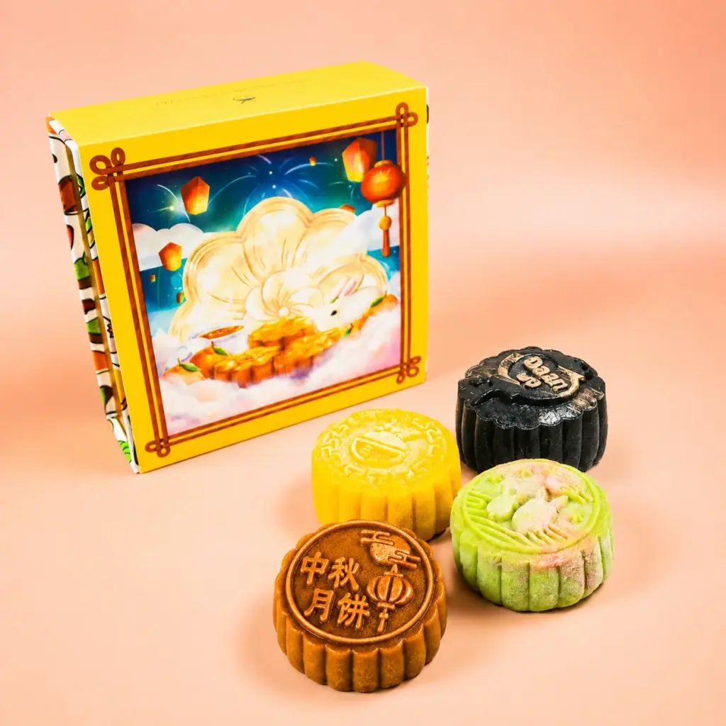 Four coloured snow-skin mooncakes from Daan Go
