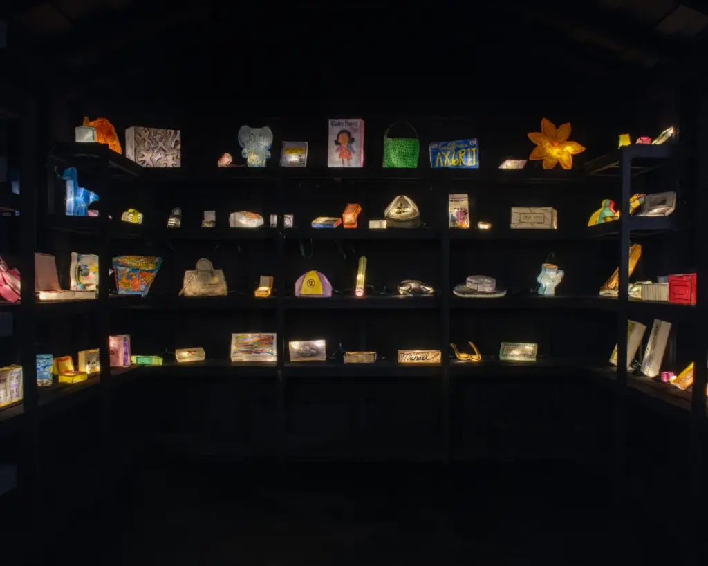 Glowing object-shaped lanterns inside Museum of Lost Things in New York