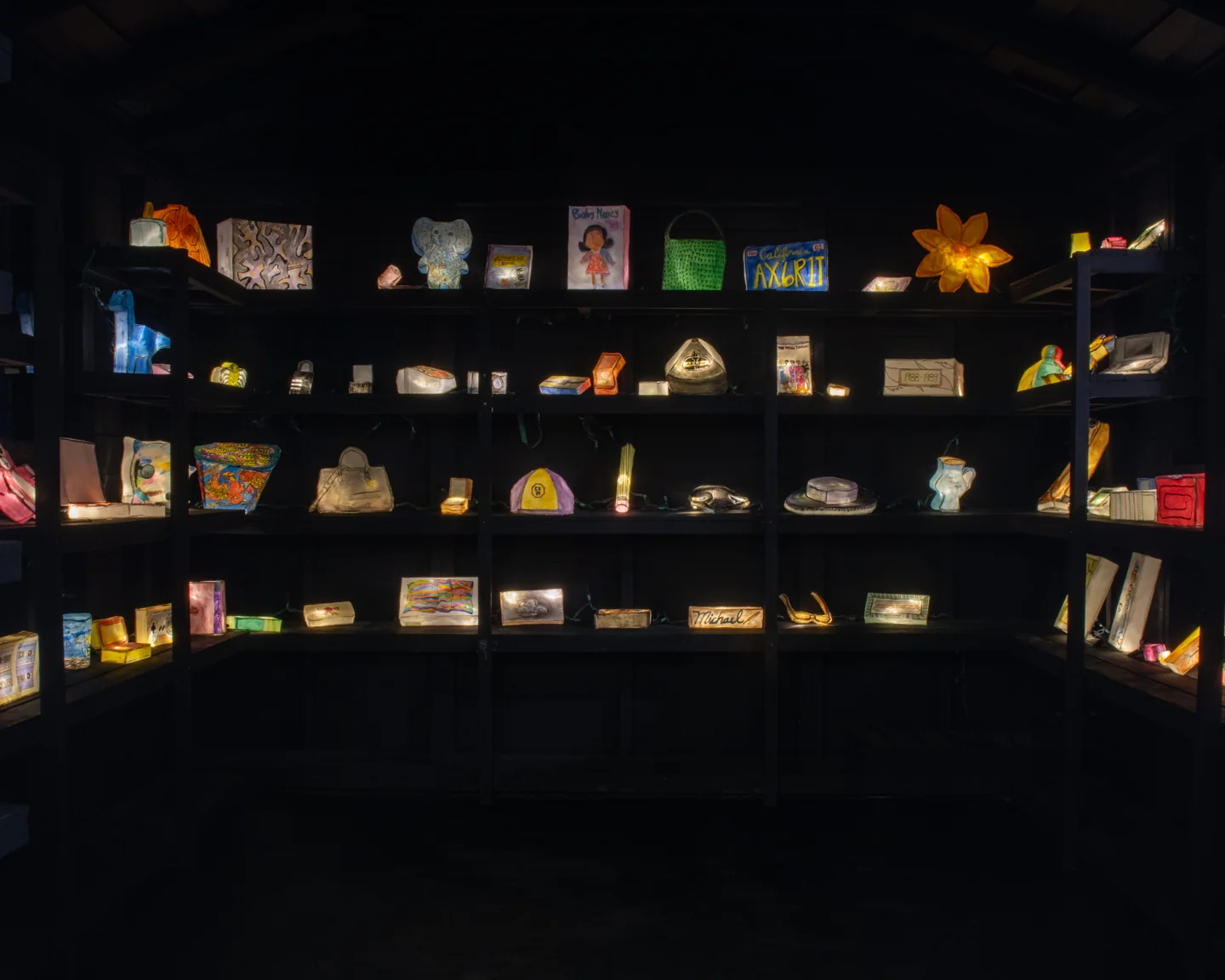 Glowing object-shaped lanterns inside Museum of Lost Things in New York