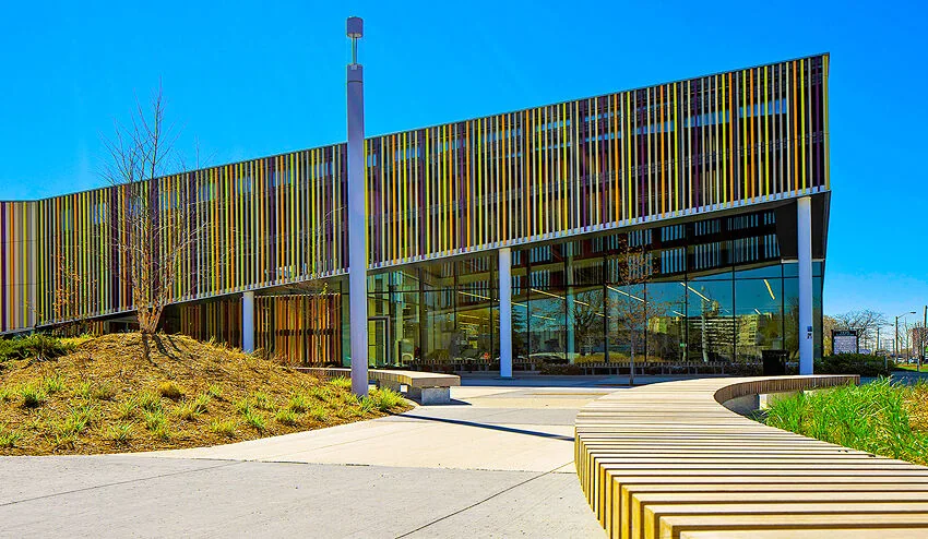 The colourful exterior of Albion library