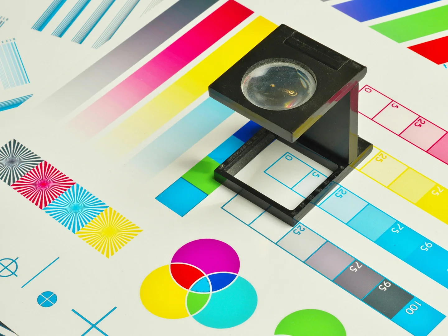 Printed colour samples on paper