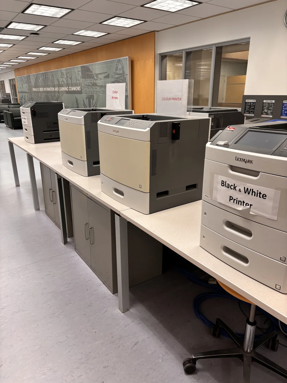 Colour and black-and-white printers at TMU Libraries