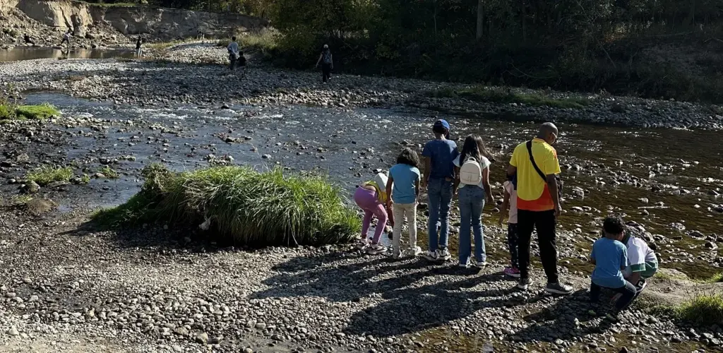 visitors at the TRCA adventures of salmon event enjoy a self-guided walk along a scenic stretch of Highland Creek in Scarborough