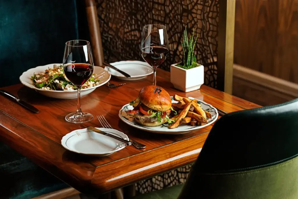 Two regular-menu plates on a table at REIGN
