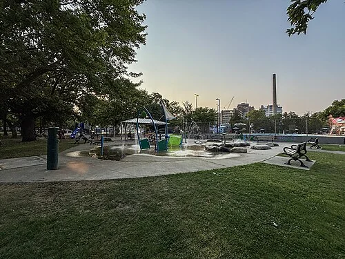 Alexandra Park’s splash pad and surrounding park in 2025