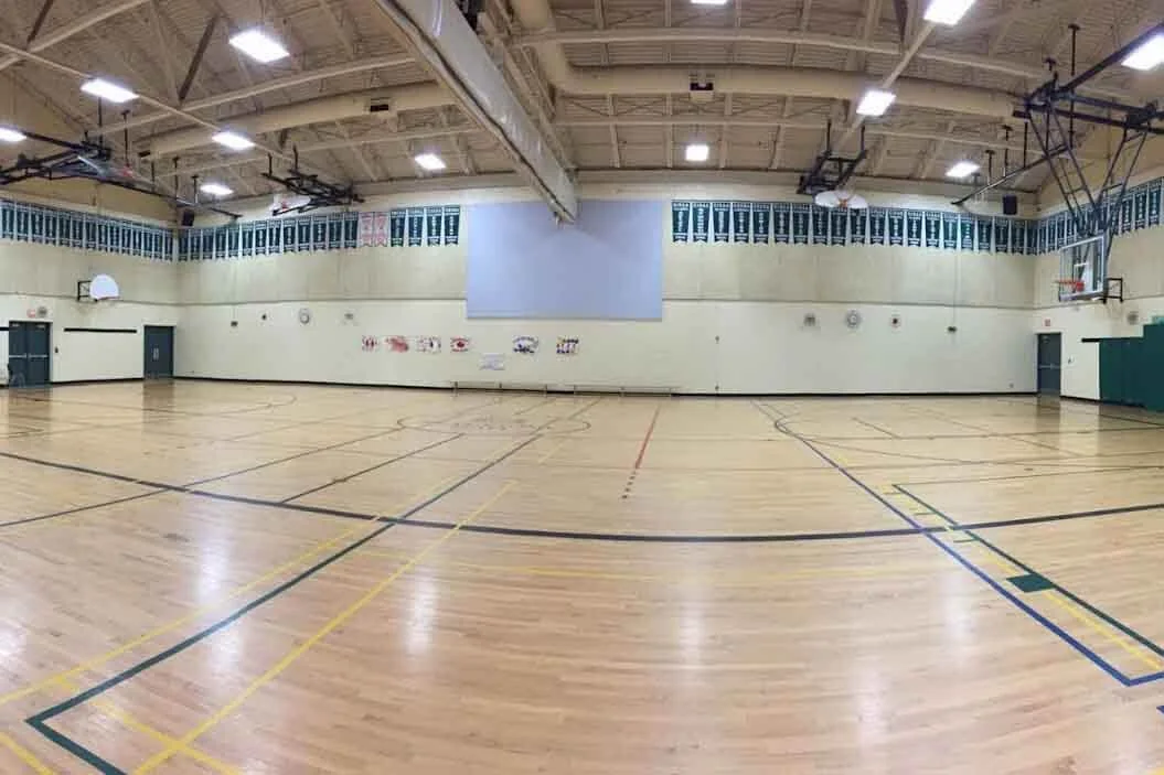 Branksome Hall’s senior gym with multiple court markings