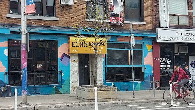 Echo Karaoke’s yellow storefront on Bloor Street West