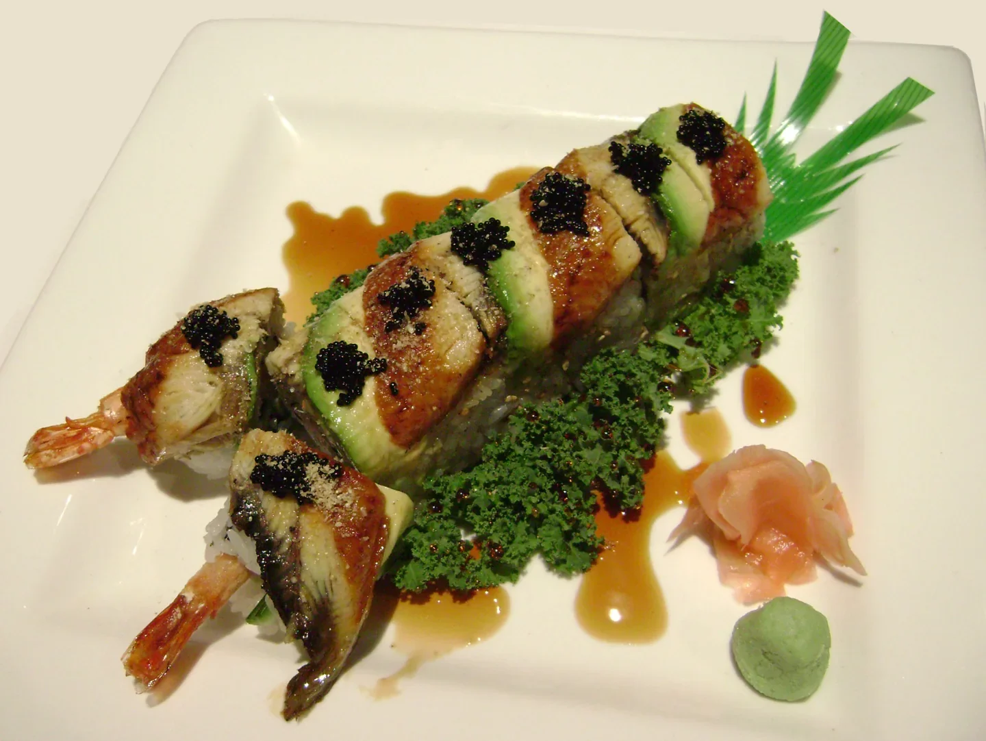 A plated sushi roll at Lola Sushi