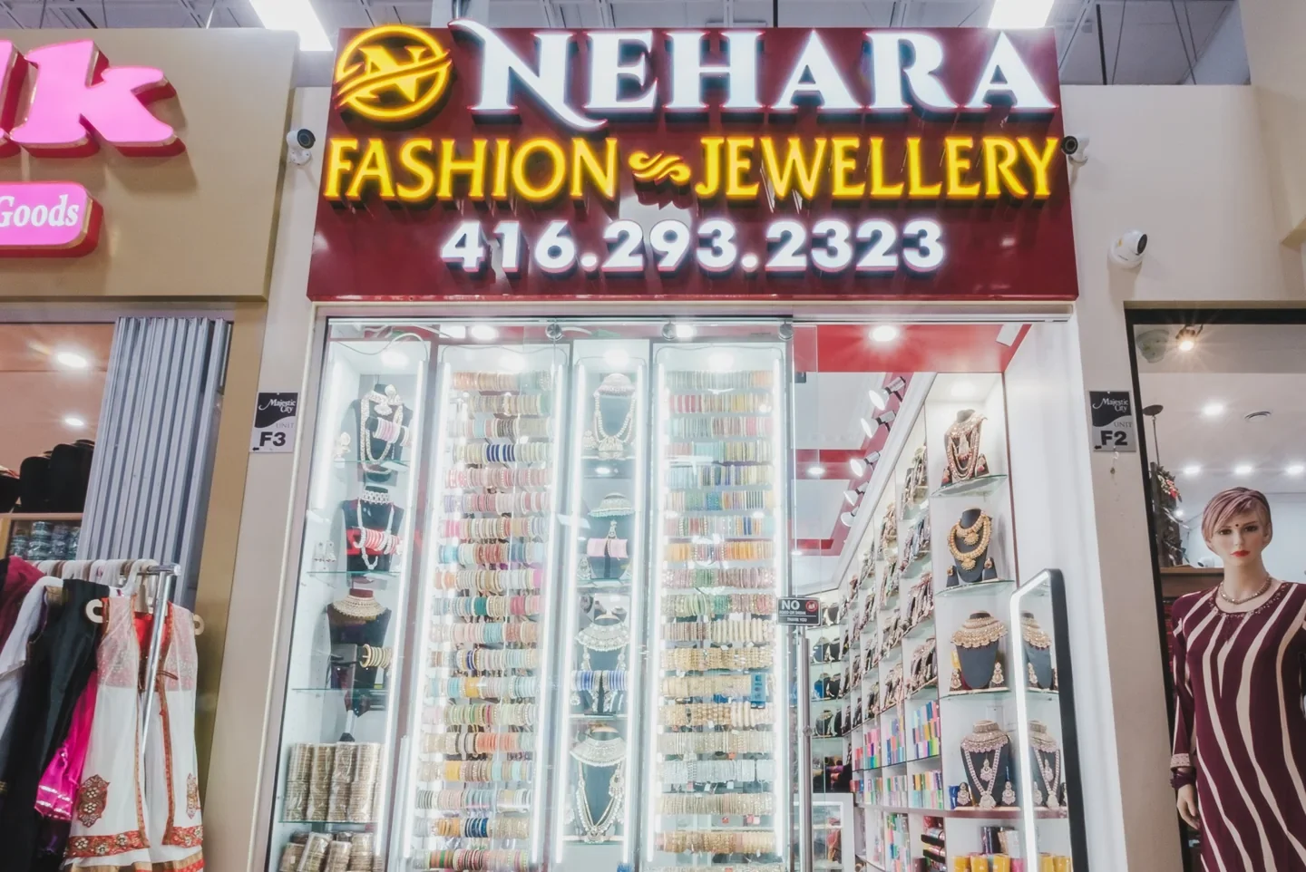 Nehara Fashion and Jewellery’s entrance in Majestic City