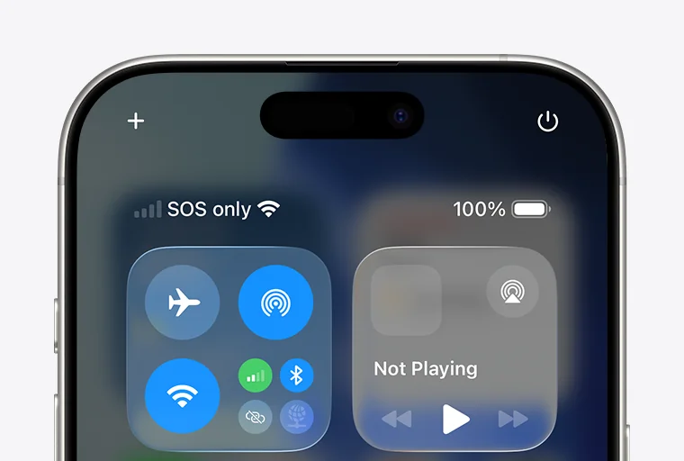 Apple’s iPhone example shows SOS only above Control Centre