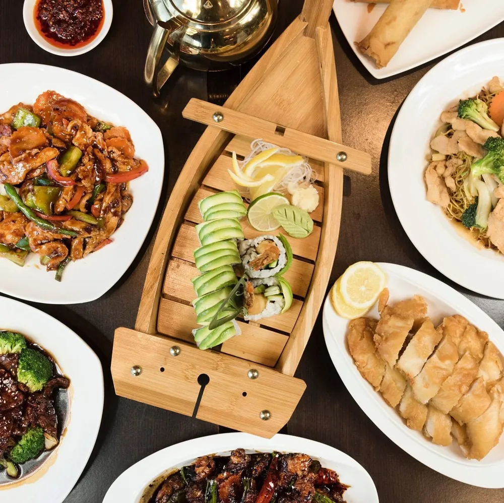 Noodles, vegetables and dumplings from Szechuan Express