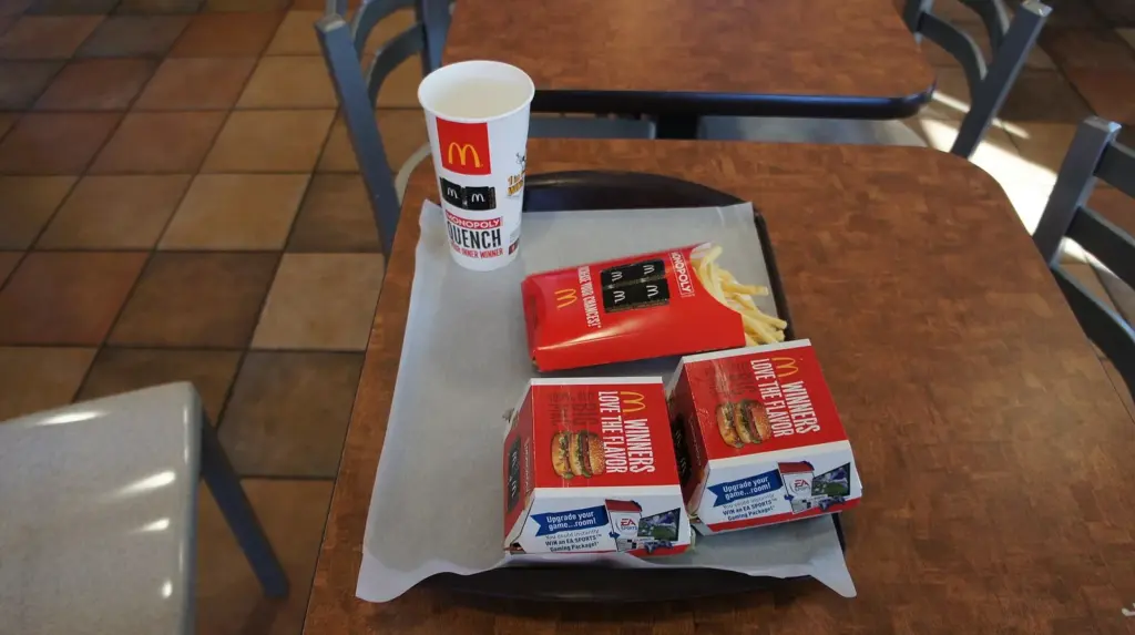 Big Mac burger, fries and drink on a tray