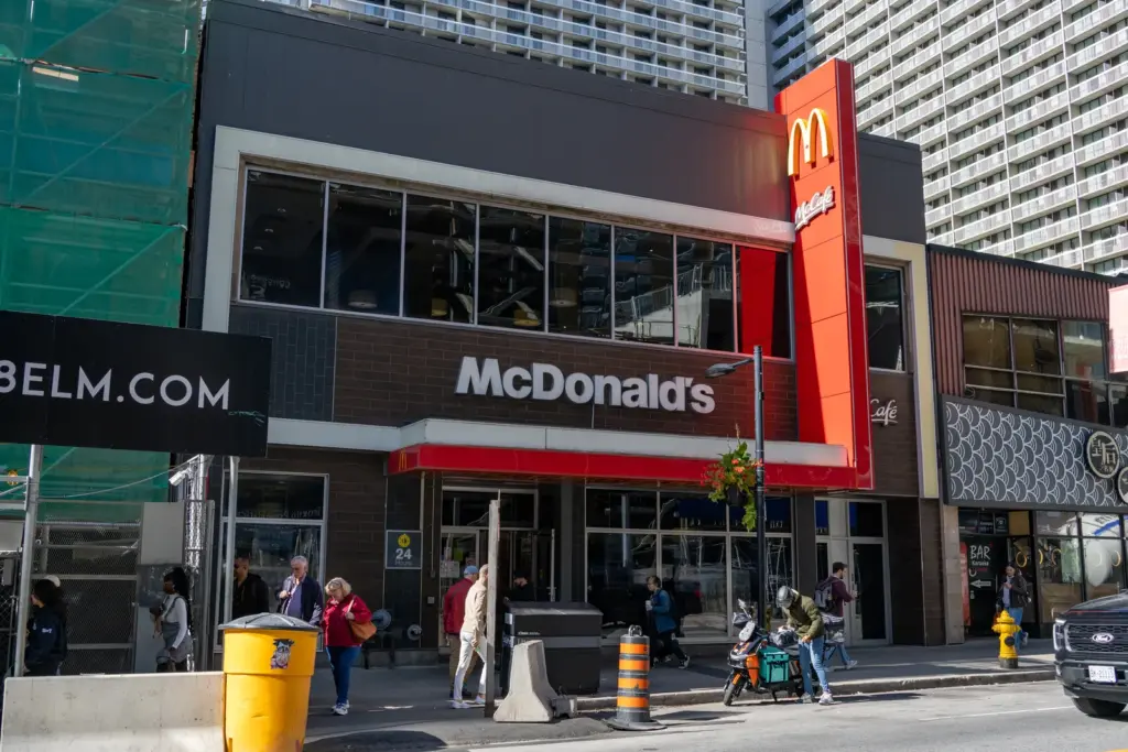 Exterior of a McDonald's restaurant on Yonge Street in Toronto