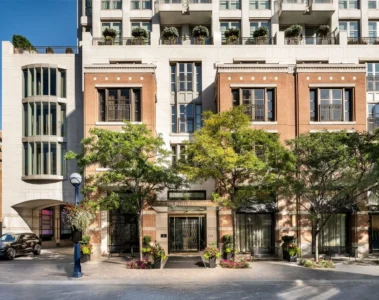 The Hazelton Hotel facade and terrace on Yorkville Avenue
