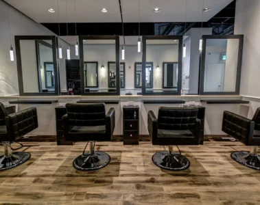 Styling chairs and mirrors inside CL Salon.