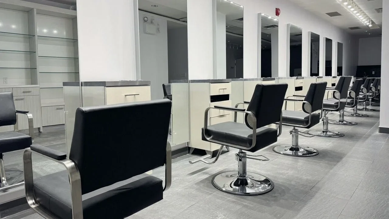Styling chairs and mirrors at HairTree Eglinton.