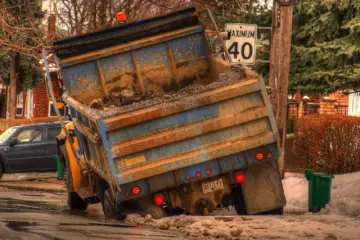 Large pothole in the surface of a Toronto street