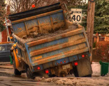 Large pothole in the surface of a Toronto street