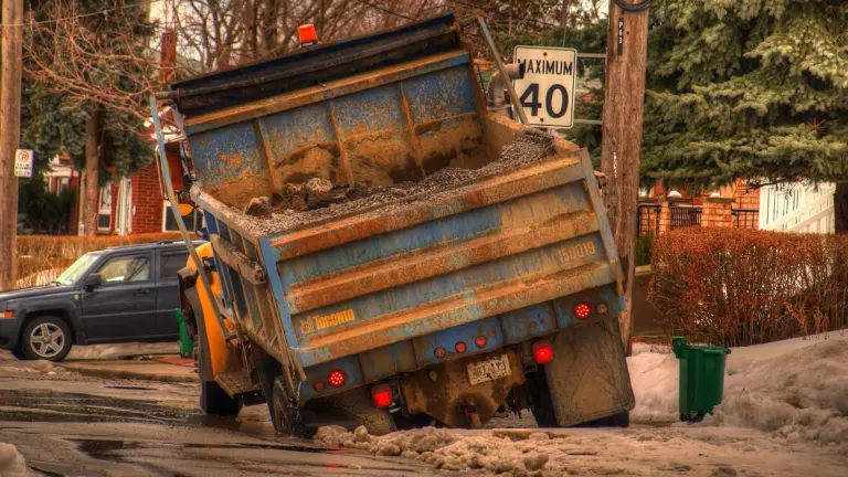 Large pothole in the surface of a Toronto street