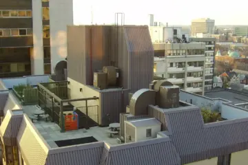 Shared rooftop at a residential co-operative building in downtown Toronto